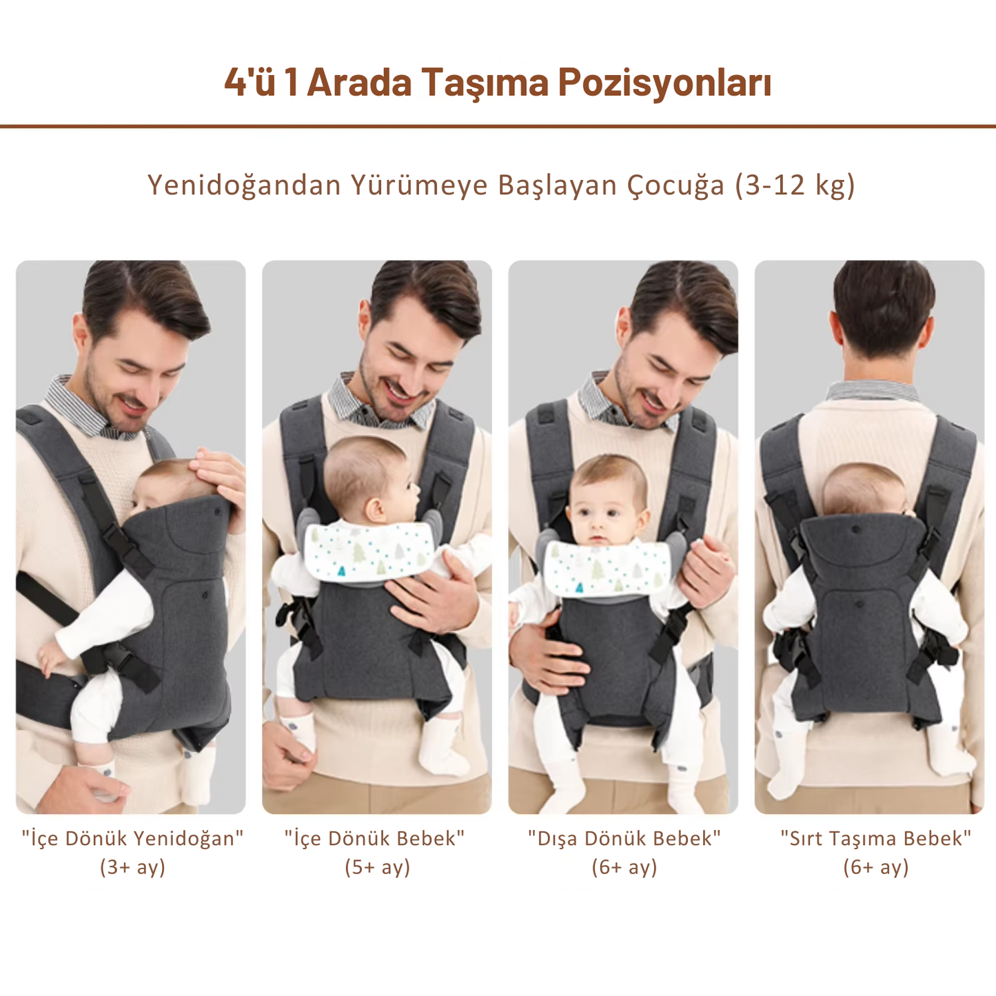 4'ü 1 Arada Ergonomik Bebek Taşıyıcı